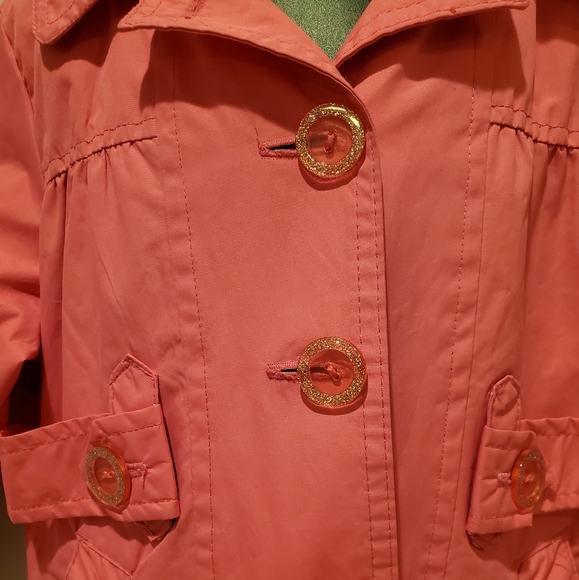 London Fog Pink Raincoat with Sparkling Buttons - Picture 3 of 13